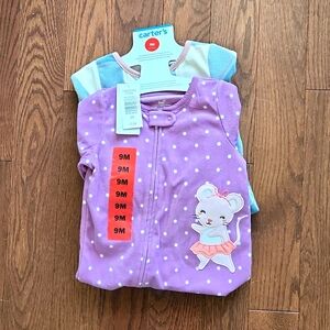 Carters Flannel Onesies with footies - BNWT